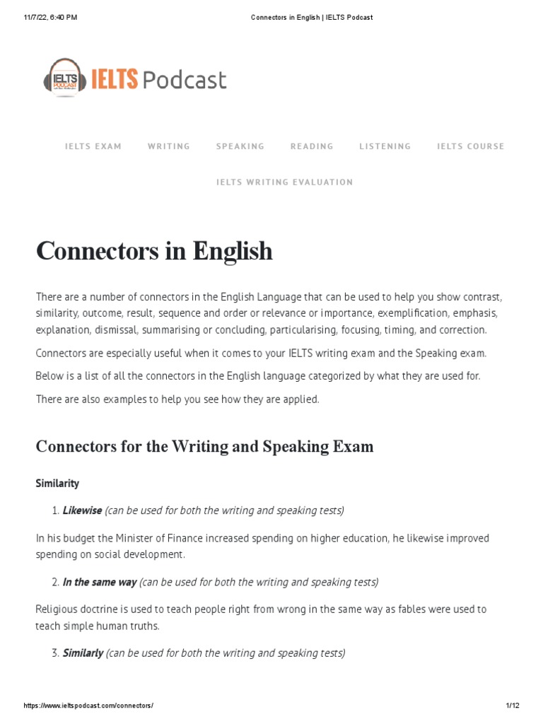 Connectors in English IELTS Podcast PDF Cost Of Living