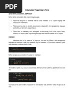 Lesson 1 - Fundamental of Programming in Python