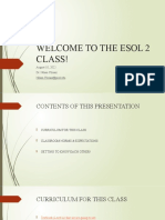Welcome To The Esol 2 Class!