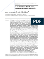 From Biopolitics To Bioethics: Church, State, Medicine and Assisted Reproductive Technology in Ireland Orla Mcdonnell and Jill Allison