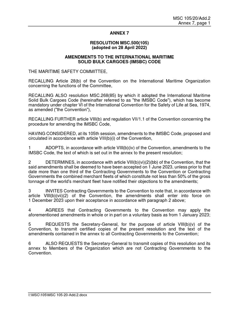 IMSBC Code Amendments 2022 | PDF | Fertilizer | Personal Protective ...