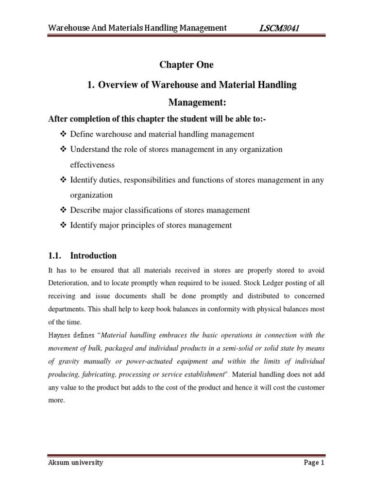 Warehouse and Stores Management Overview | PDF | Inventory | Warehouse