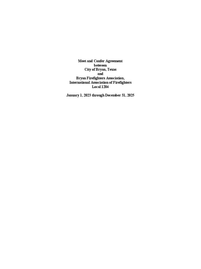 Bryan firefighters revised proposed meet and confer agreement pdf