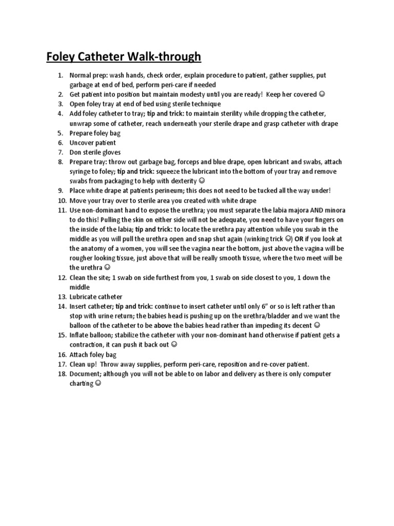 Foley Catheter Walkthrough | PDF