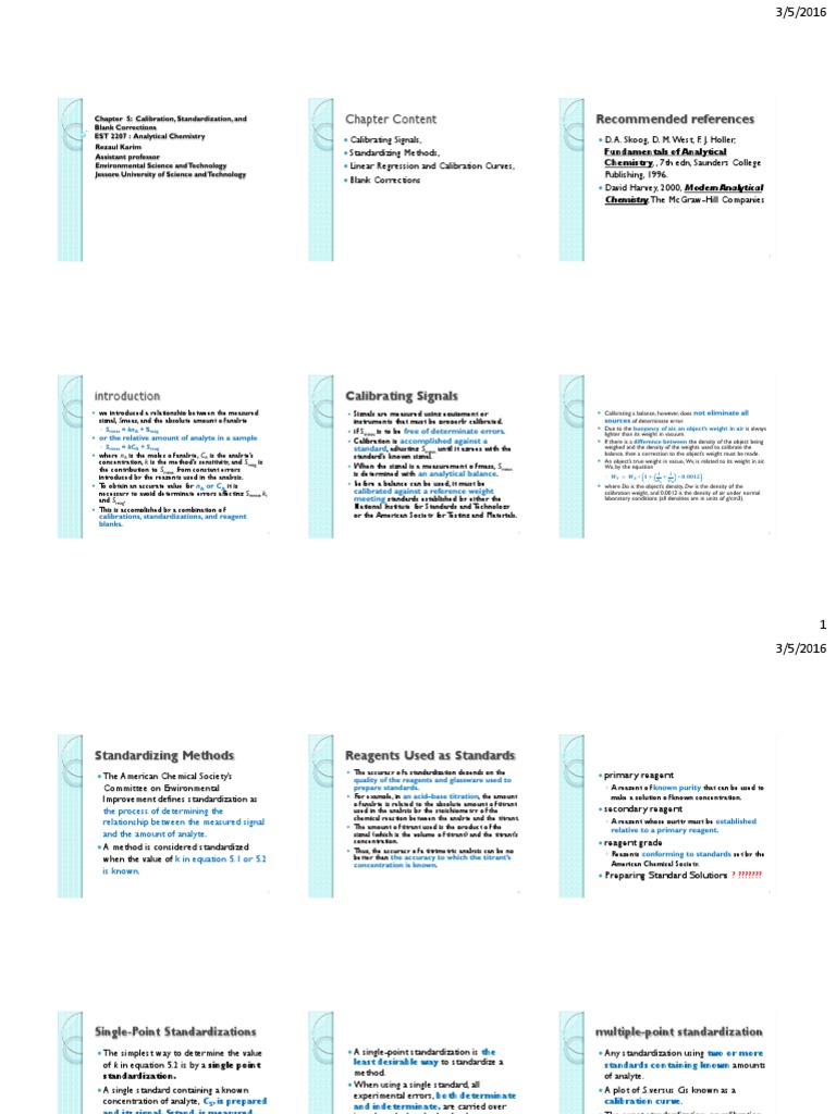 Chapter 5 Calibrations Standardizations and Blank Corrections PDF