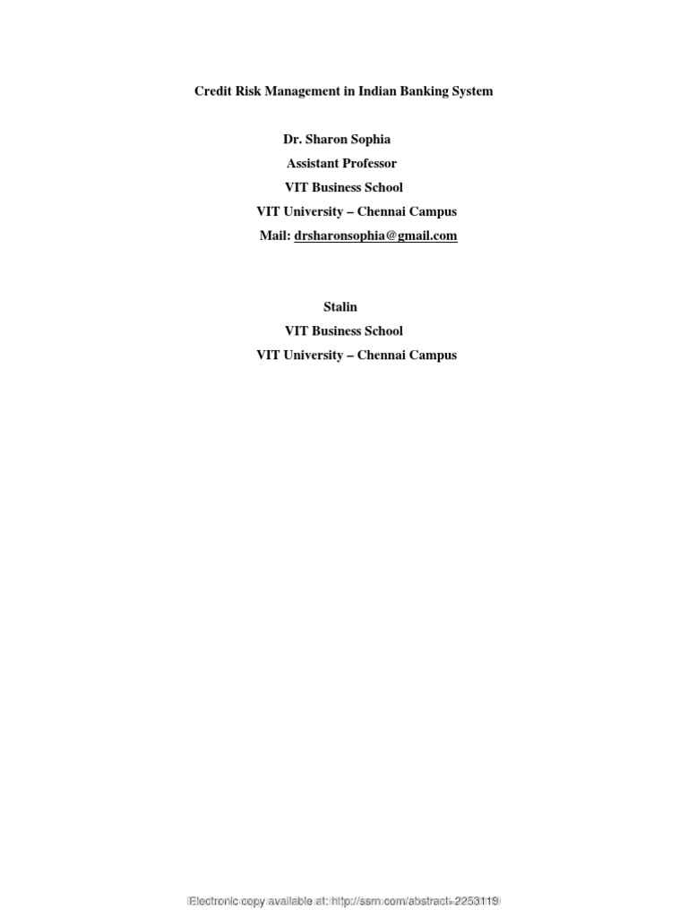 Credit Risk Management in Indian Banks | PDF | Credit Risk | Credit