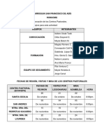 Calendarización Centros Pastorales