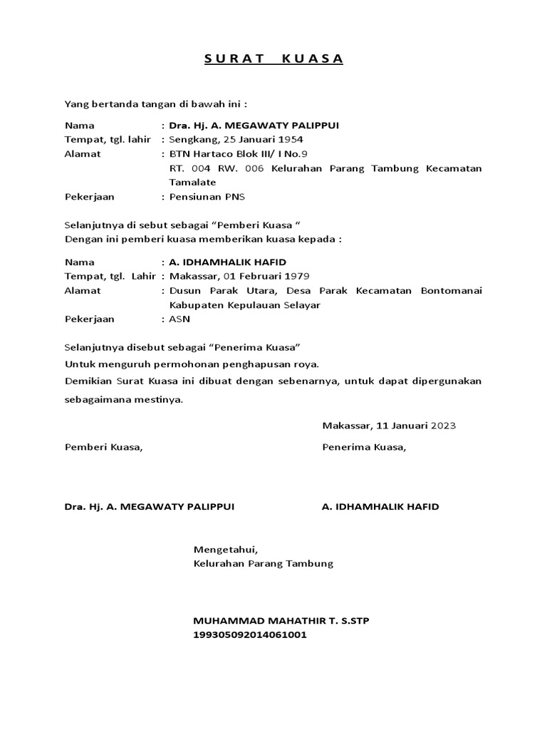 Surat Kuasa Penghapusan Roya | PDF