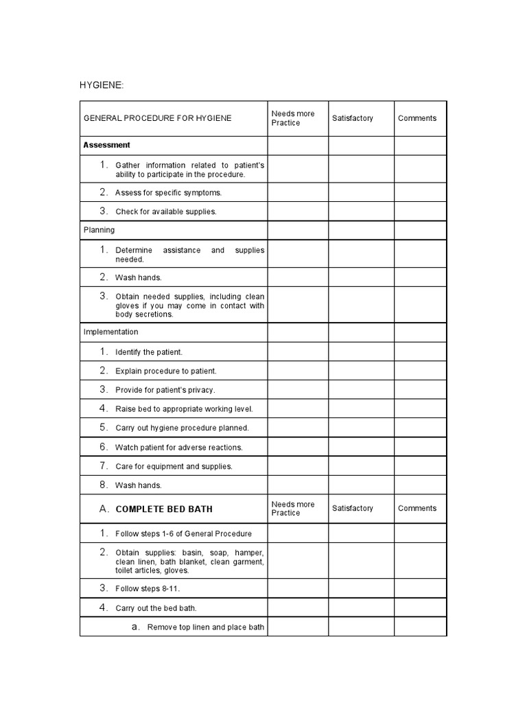 Bed Bath Hygiene Procedure | Download Free PDF | Toothbrush | Hygiene