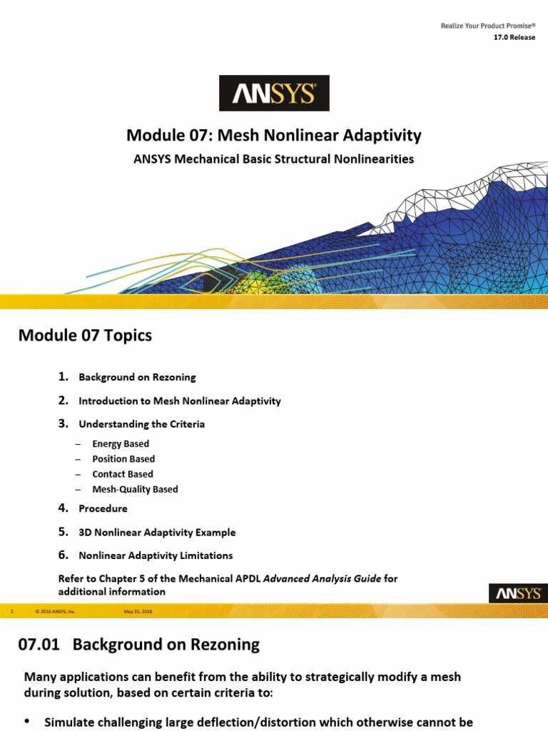 Mech BSN 17.0 M07 Mesh Nonlinear Adaptivity | PDF | Nonlinear System ...