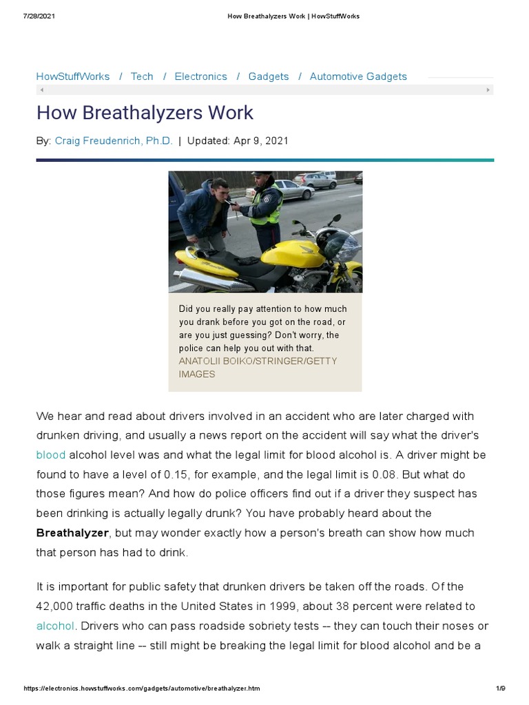 How Breathalyzers Work HowStuffWorks PDF Infrared Spectroscopy