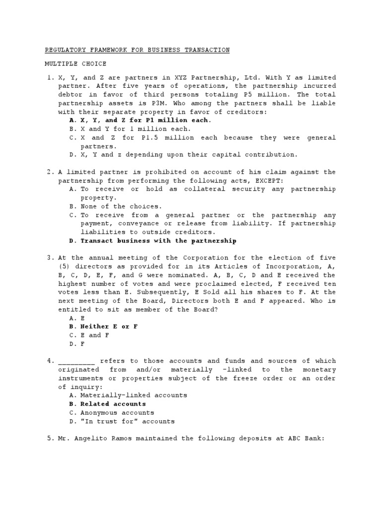 Business Transactions and Corporate Law | PDF | Partnership | Corporations