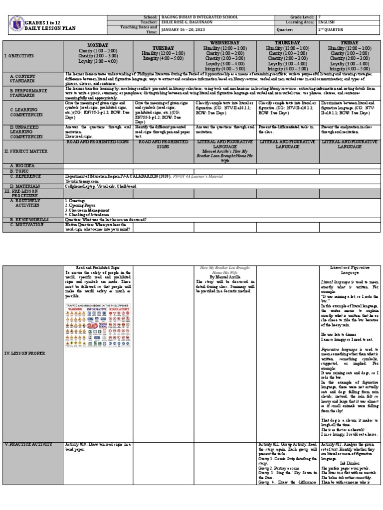 Grade 7 English Daily Lesson Plan | PDF | Learning | Cognitive Science