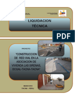 Liquidación técnica proyecto construcción infraestructura vial asociación vivienda Las Sirenas