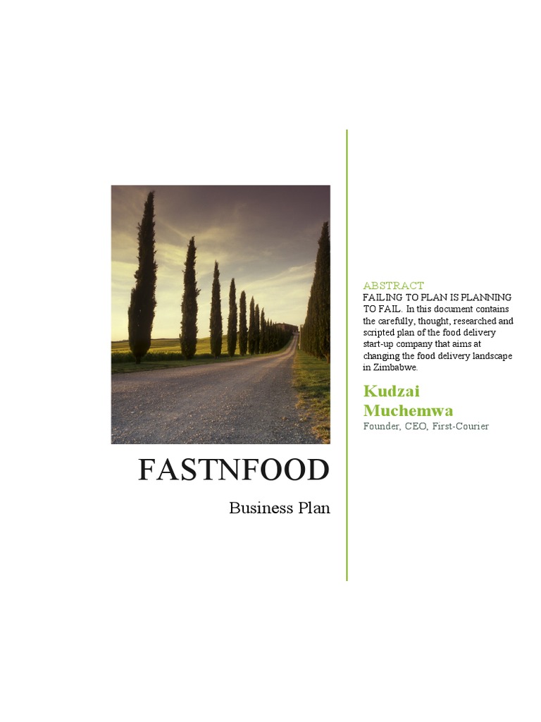 Food Delivery Business Plan | PDF | Fast Food | Menu