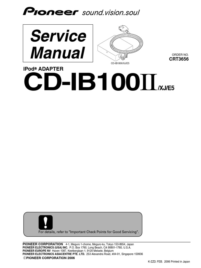Pioneer CD-IB100 Service Manual | PDF | Electrical Connector | Safety