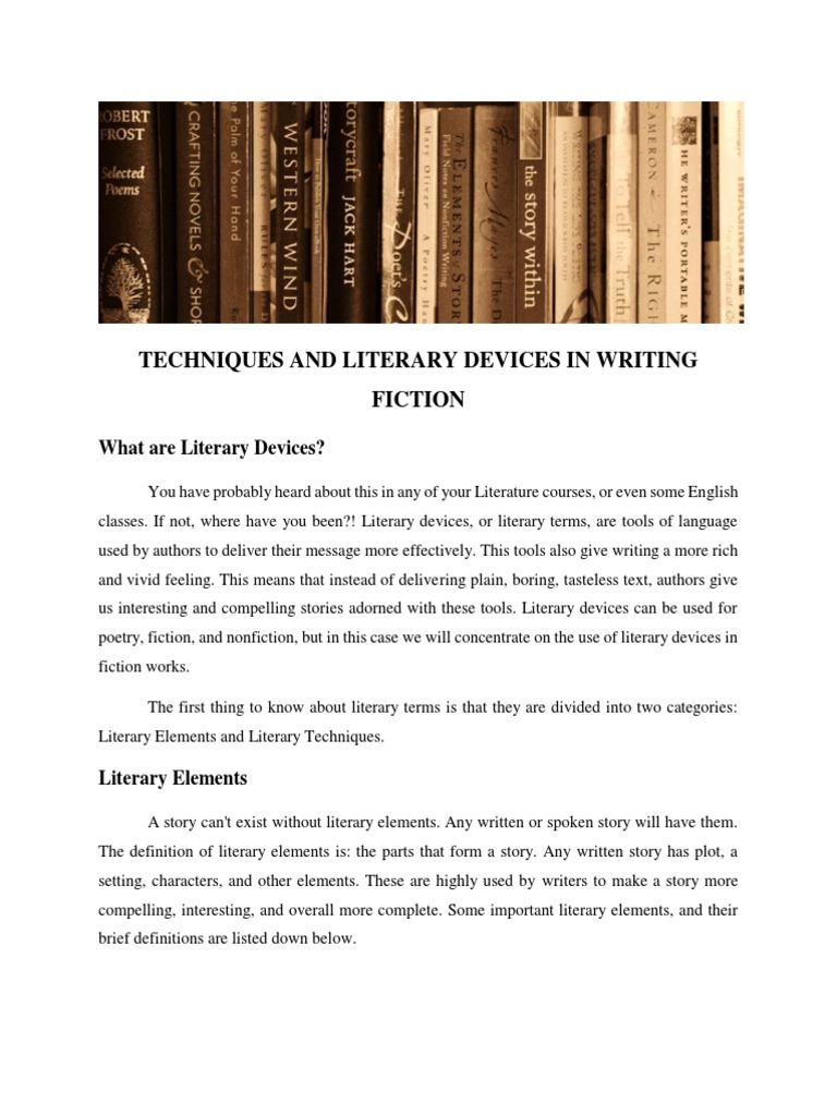 Week 013 Module Techniques and Literary Devices in Writing Fiction