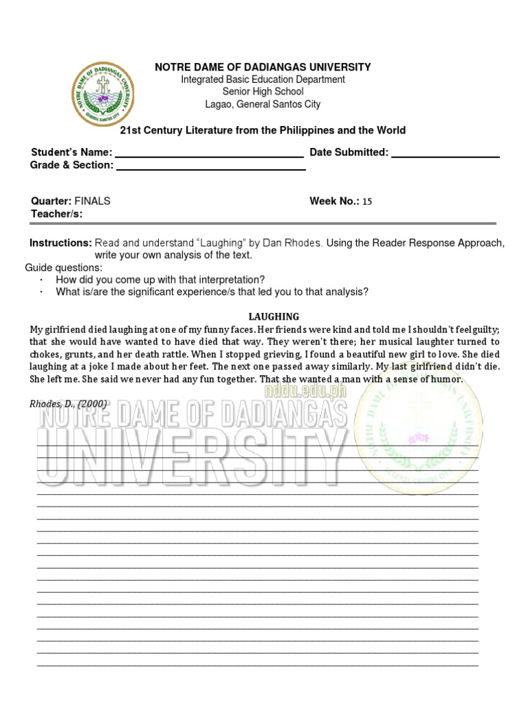 CLPW Meaning Making (Finals) PDF Laughter