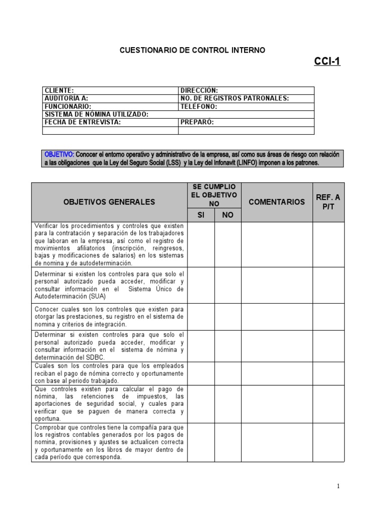 III. Cuestionario de Control Interno | PDF | Contabilidad | Auditoría