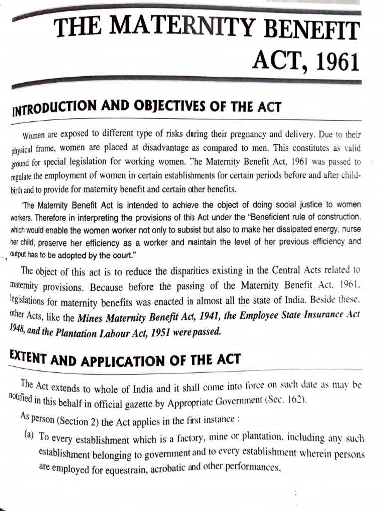 Maternity Benefit Act 1961 PDF Employment Fine (Penalty)