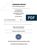 Final Internship Report Format Sequence