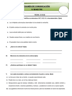 Examen Comunicación 6to - IV BIMESTRE