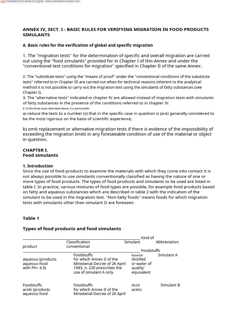 Migration Testing Rules for Food Simulants | PDF | Temperature | Water