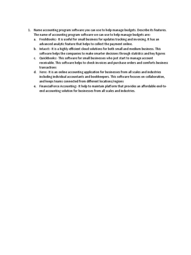 Name accounting program software you can use to help manage budgets pdf
