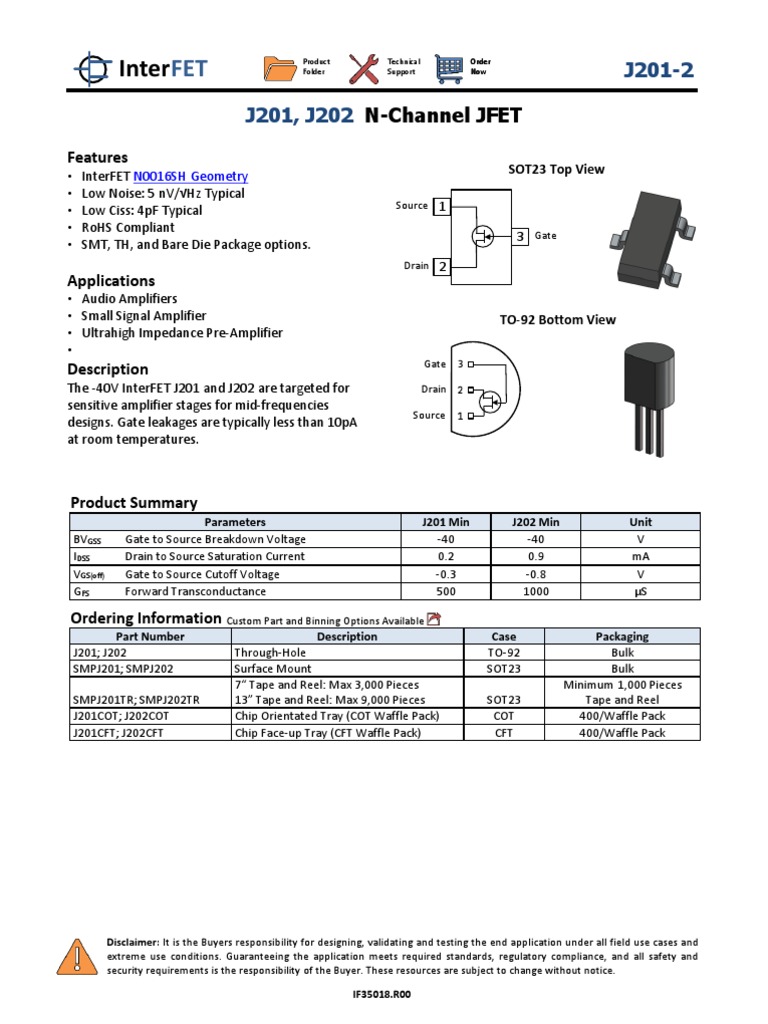 J201 (InterFet) NChannel JFET 40V PDF Field Effect Transistor