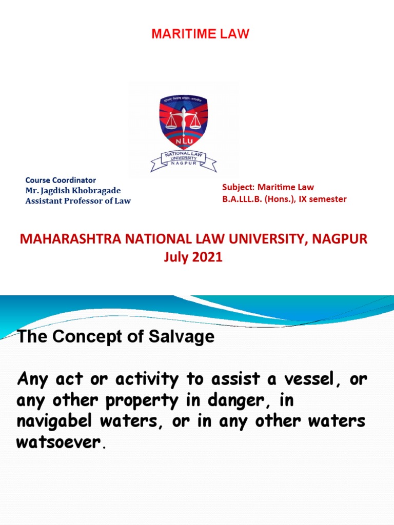 The Concept of Salvage and Towage PDF Marine Salvage Law Of The Sea