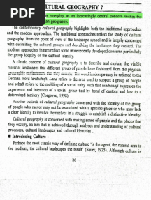 Nature Scope and Content of Cultural Geography and Cultural Development