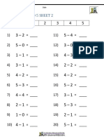 Subtraction to 5 Worksheet Answers