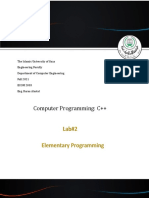 ECOM 2003 Computer Programming: C++ Lab#2