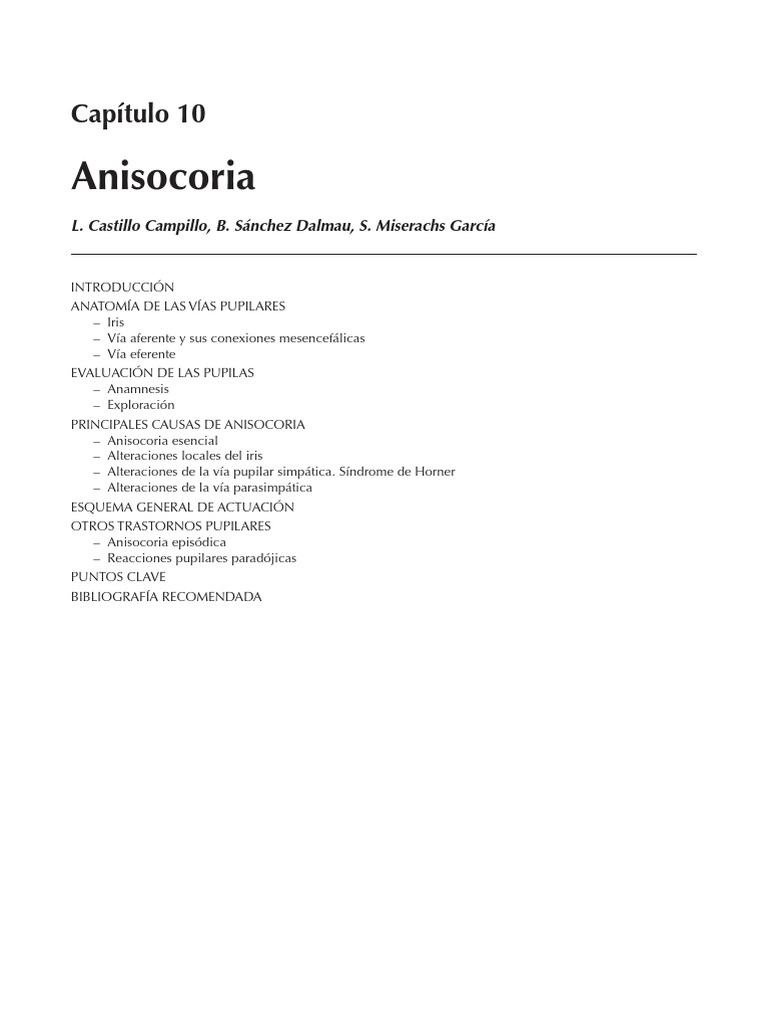 Capítulo 10 Anisocoria PDF Medicina CLINICA Sistema nervioso