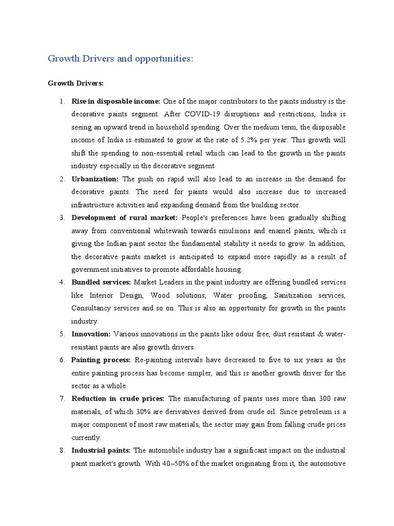 Paint Industry Report PDF Economic Growth Paint