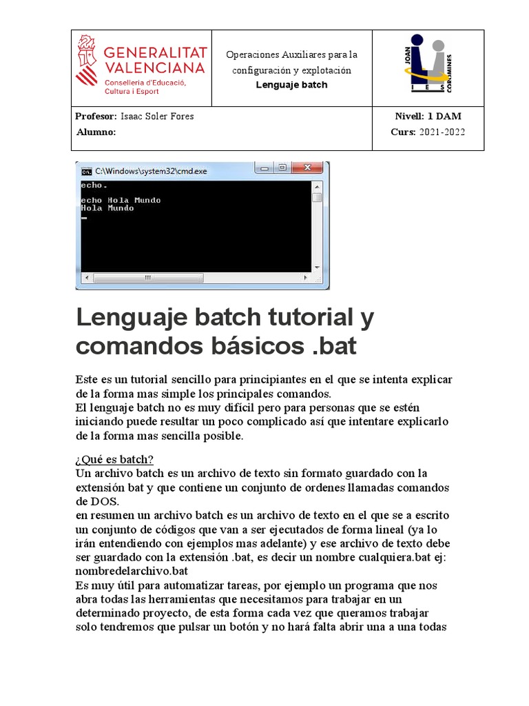 Tutorial Básico de Lenguaje Batch | PDF | Ingeniería Informática ...