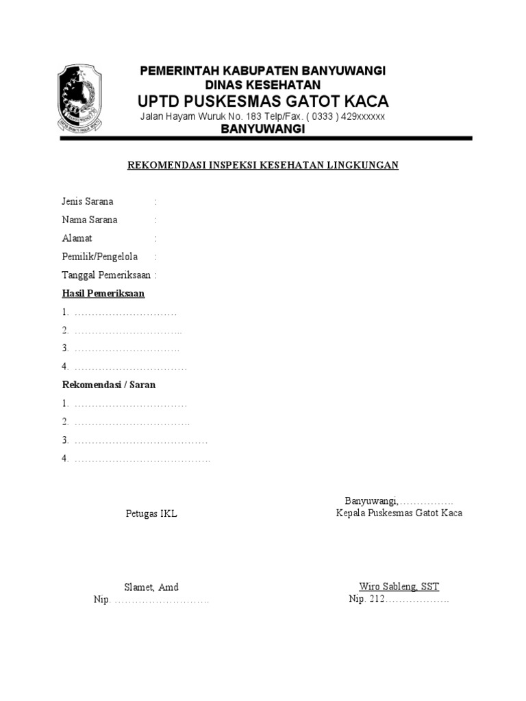 Contoh Format Rekomendasi | PDF
