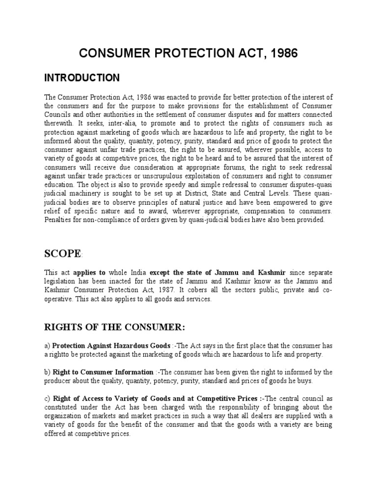 Consumer Protection Act | PDF | Consumer Protection | Justice