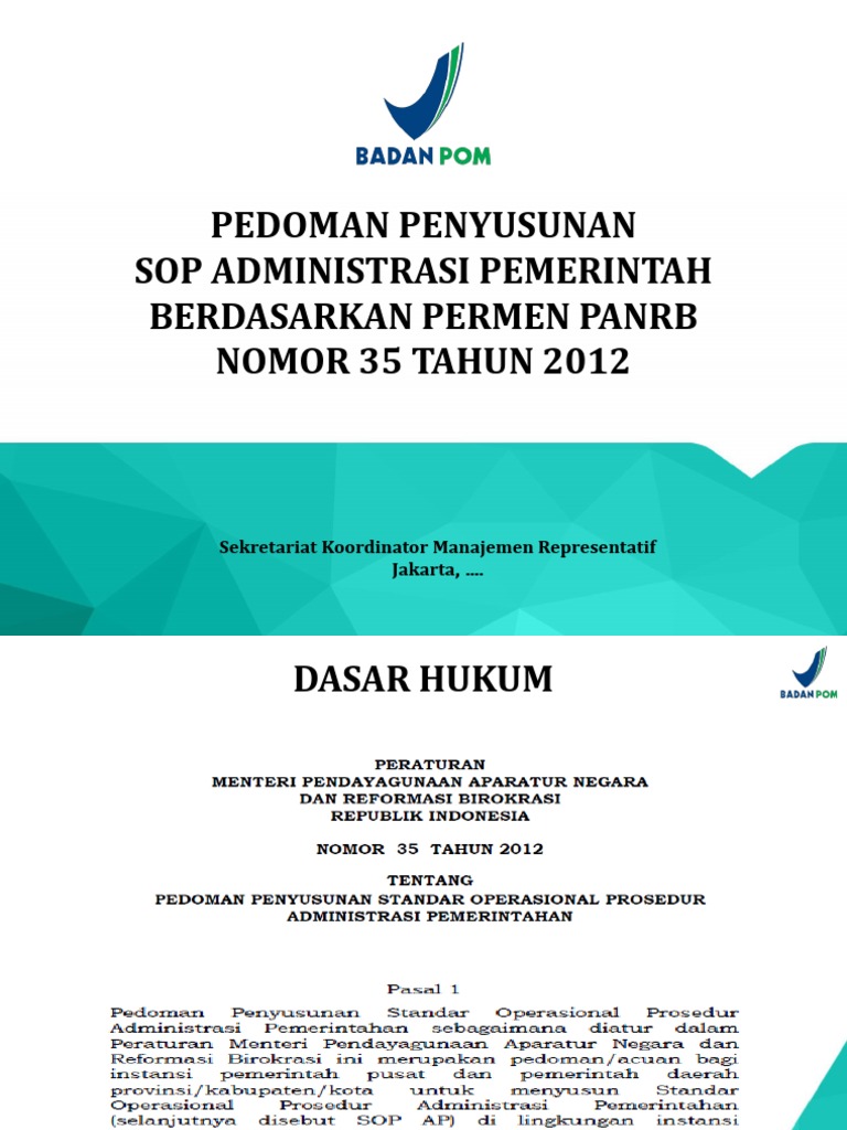 Pedoman Penyusunan SOP AP Pemerintahan | PDF | Bisnis