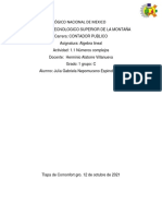 Nepomuceno Espinobarros Julia Gabriela Ejercicios 1.1 Numeros Complejos