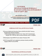 Uji Publik Rancangan Penataan Daerah Pemilihan Dan Alokasi Kursi Anggota Dpra Dalam Pemilihan Umum Tahun 2024