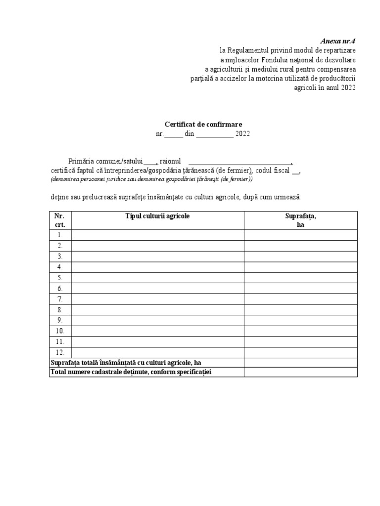 Anexa Nr. 4 Certificat de Confirmare | PDF