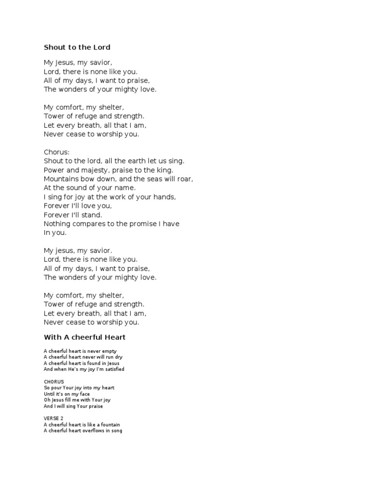 Shout To The Lord Jesus Religious Behaviour And Experience