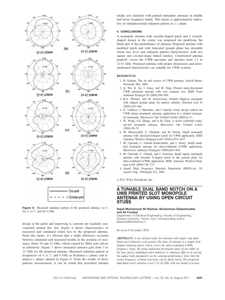 UWB Monopole Antenna with Notch Design | PDF | Antenna (Radio) | Ultra ...