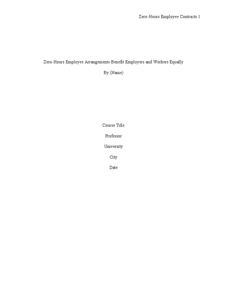 Understanding Zero-Hours Contracts | PDF | Employment | Working Time