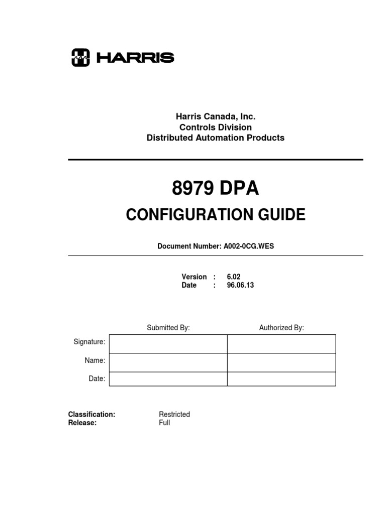 Configuration Guide: Harris Canada, Inc. Controls Division Distributed ...