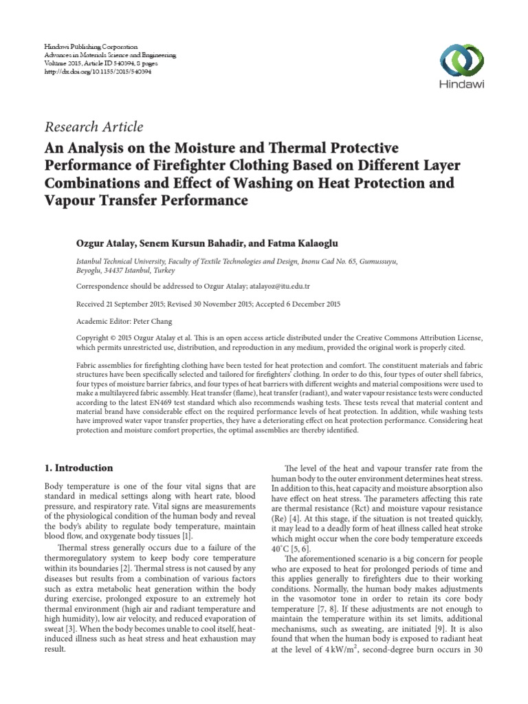 An Analysis On The Moisture and Thermal Protective | PDF | Heat ...