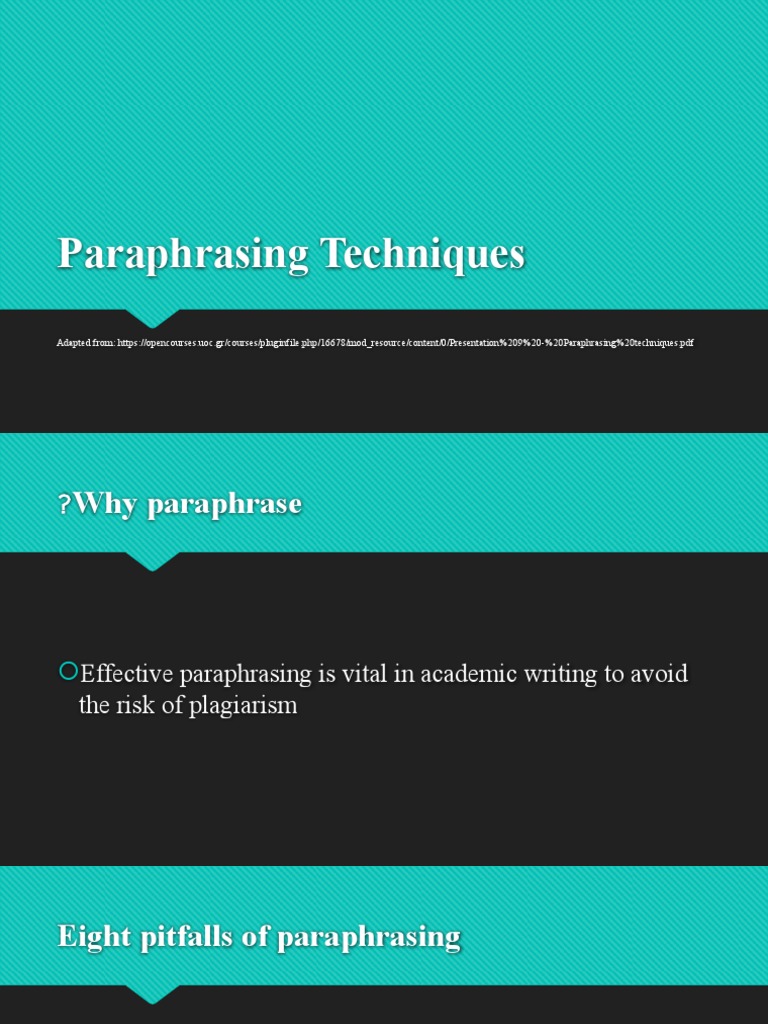 Effective Paraphrasing Techniques | PDF | Adoption | Part Of Speech