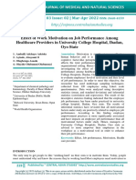 Effect of Work Motivation On Job Performance Among Healthcare Providers in University College Hospital, Ibadan, Oyo State