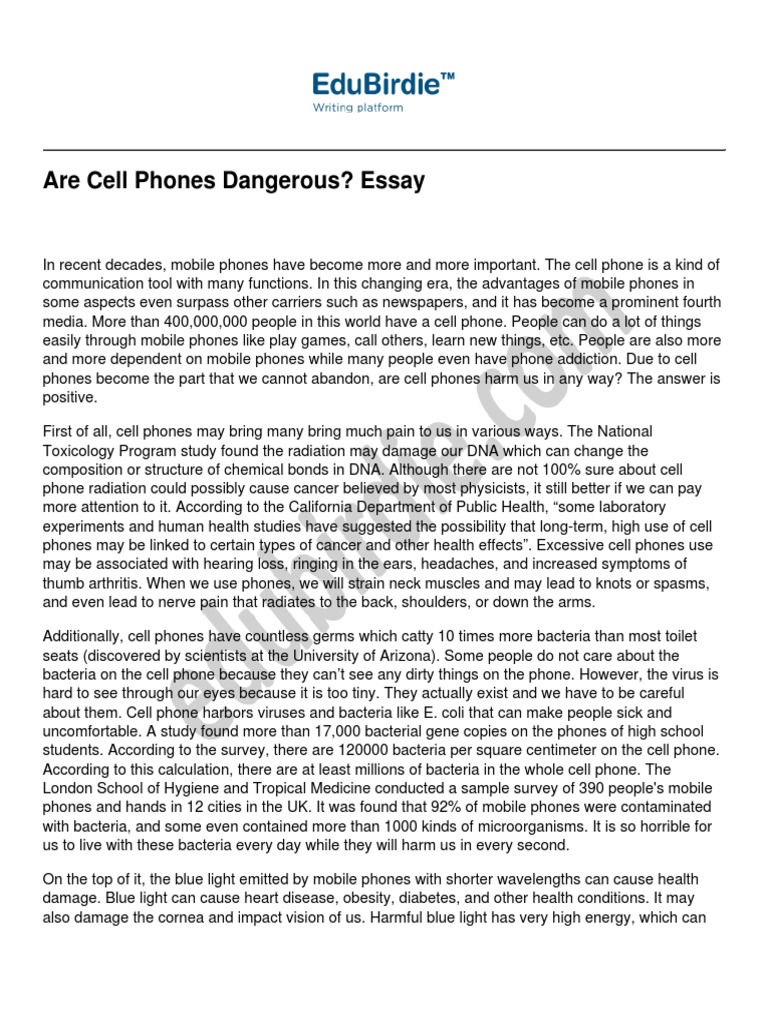 are cell phones dangerous essay